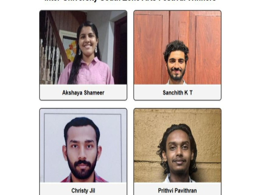 ഇൻ്റർ യൂണിവേഴ്സിറ്റി സൗത്ത് സോൺ കലോത്സവ വിജയികൾ